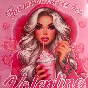 Pink Illustrated Poster with Hearts